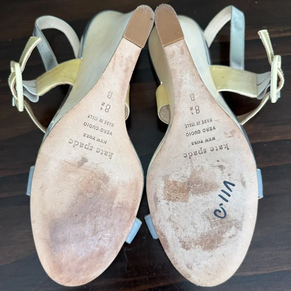 Kate Spade New York Vero Cuoio Slingback Wedge Heel Size 8.5B Made In Italy